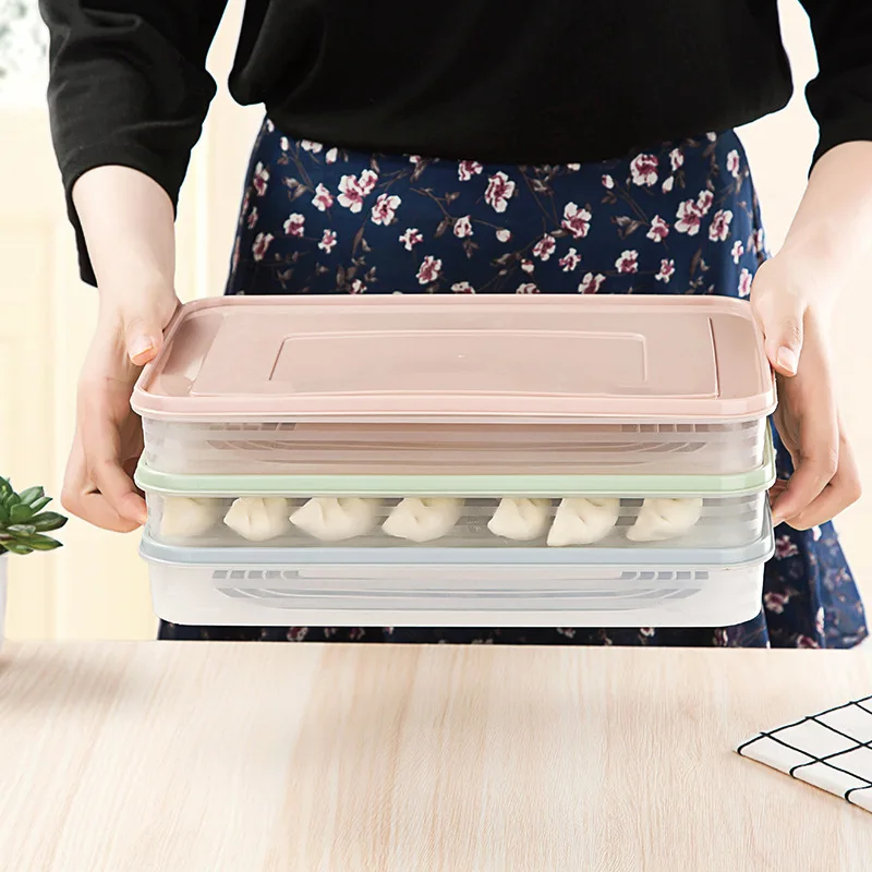 

Single Layer Refrigerator Storage Boxes Food Dumplings Airtight Storage Container Kitchen High Quality Plastic Organizer