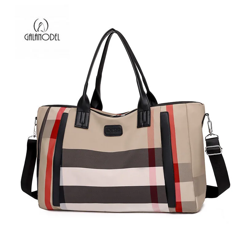 

Portable Travel Bag Female Big Casual Fitness Duffel Bag Women Weekend Bags Nylon Overnight Striped Women Handbags Bolsas Viaje