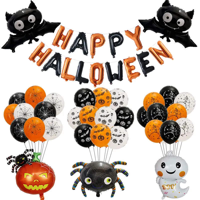 

Воздушные шары Happy воздушный шар на Хэллоуин, 39 шт./компл., тыква, привидение, паук, летучая мышь, фольгированные, для украшения Хэллоуина