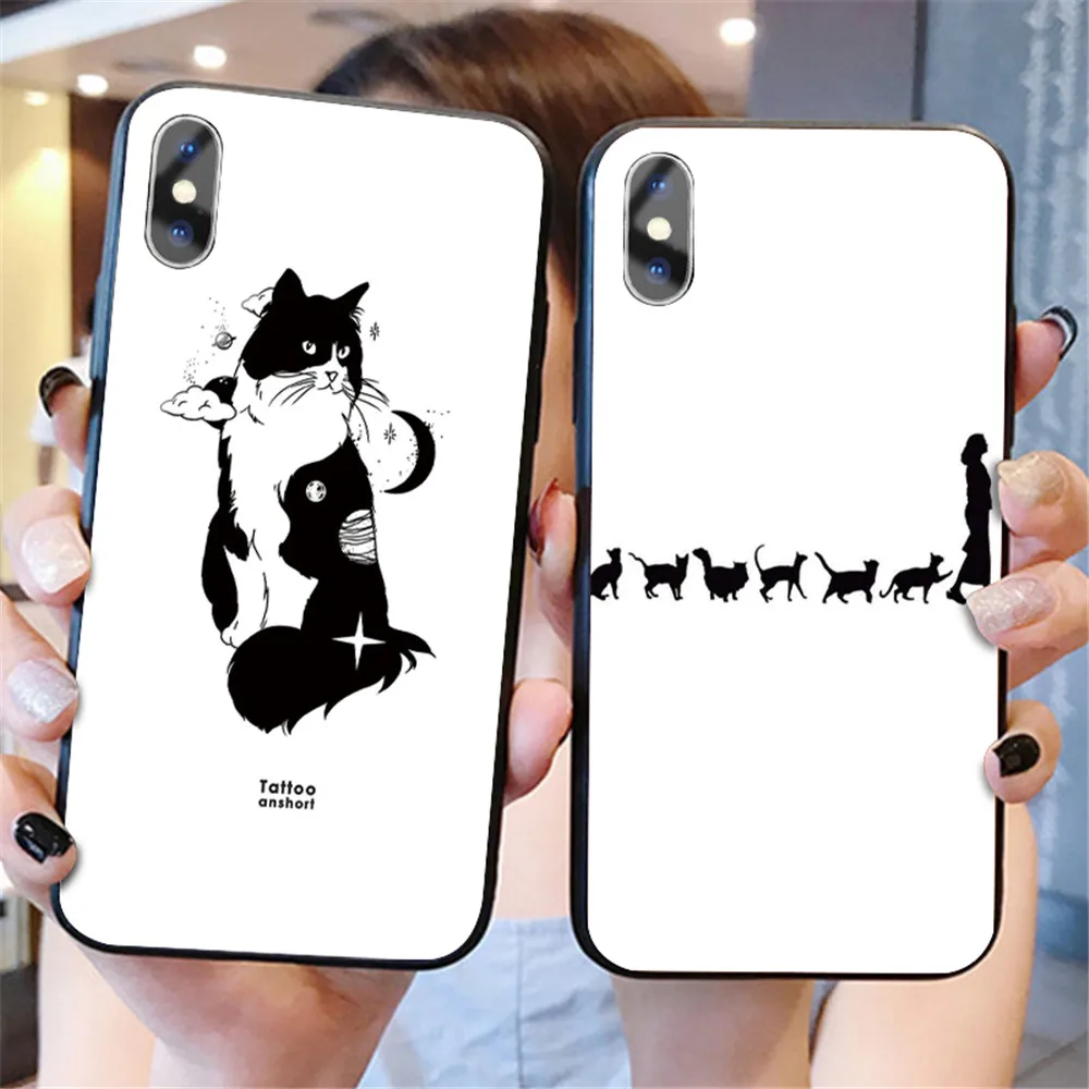 Забавная Милая задняя крышка с изображением кота для iphone XS Max XR X 5 5S 6 6S 7 8 Plus 11 Pro Max, милые чехлы из закаленного стекла