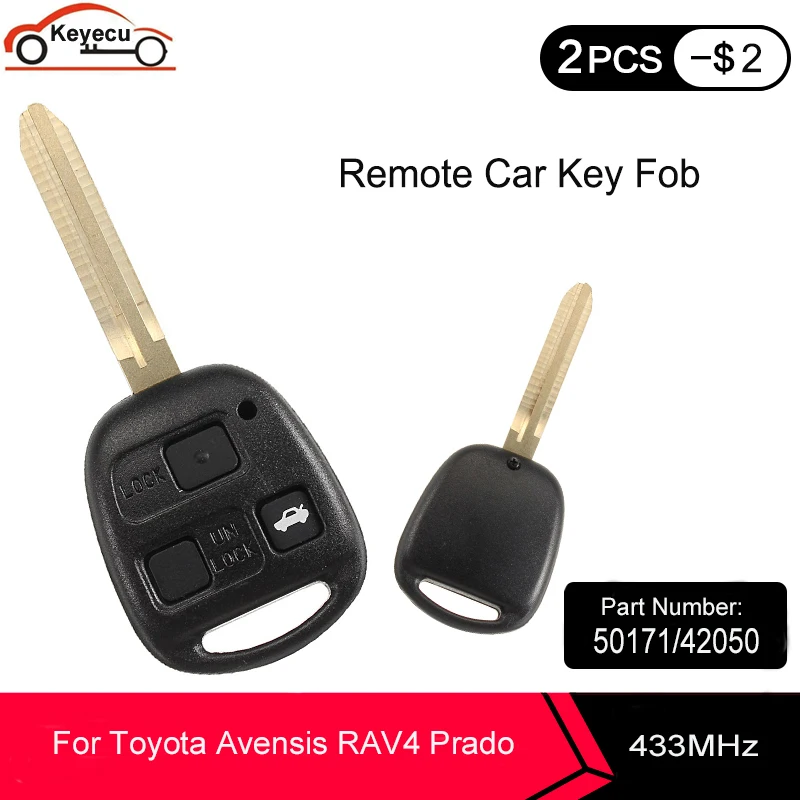 KEYECU дистанционный Автомобильный ключ 3 кнопки 433 МГц 4D67 чип для Toyota Avensis RAV4 Prado Tarago
