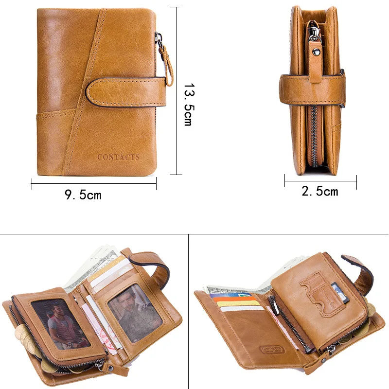 

Men's Wallet Leather Activity Zipper Buckle Stitching Clutch