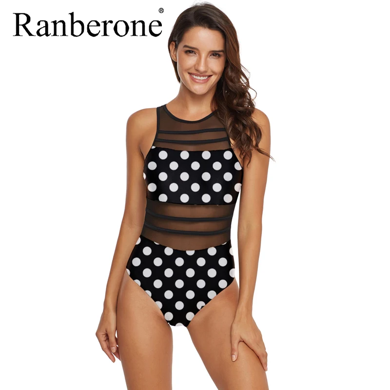 Цельный купальный костюм Женская купальная одежда 2020 Сексуальная сетчатая