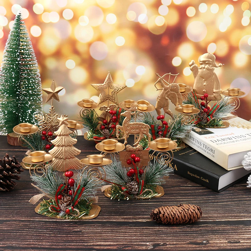2021 Рождественский Железный Подсвечник свечи Санта-Клаус для гостиной настольное
