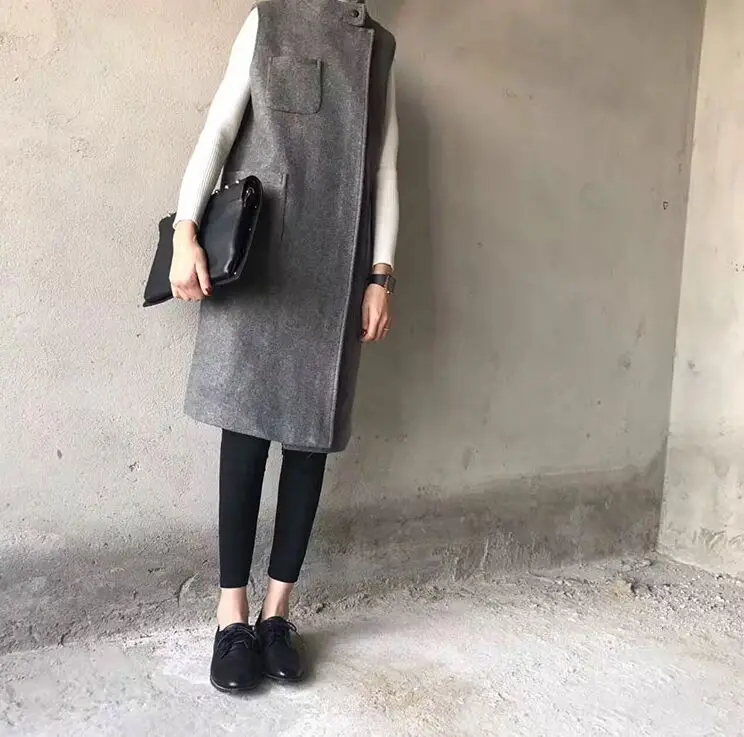 Женский жилет, элегантный, для офиса, леди, с карманами, пальто, без рукавов, жилеты, куртка, верхняя одежда, средней длины, жилет, Colete Feminino