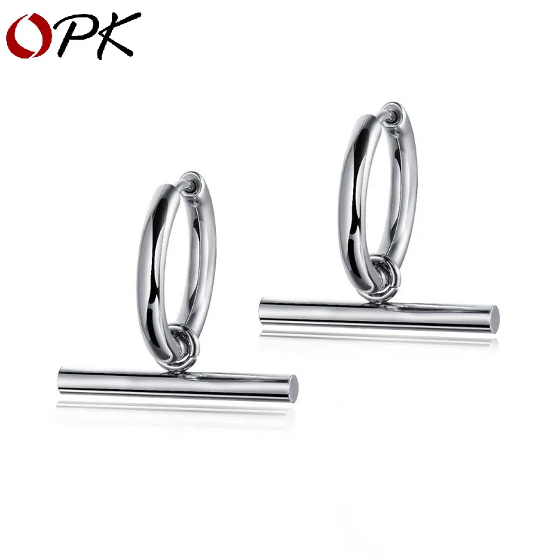 

OPK new titanium steel men's earrings ear ring fashion stainless steel geometric earrings fashion men's jewelry jewelry