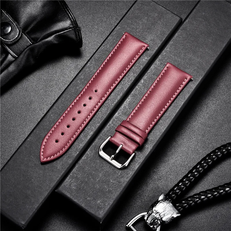 

Classic Calfskin Leather Watch Straps Soft Material Watchband 14mm 16mm 18mm 20mm 22mm Wrist Band Bracelet Watch Accessories