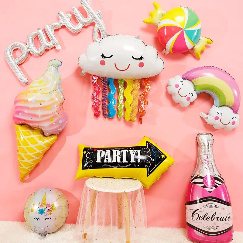 

Birthday Party Decoration Balloon Number Rainbow Donut Ice Cream Children's Toy Wedding Decoration Aluminum Film Balloon