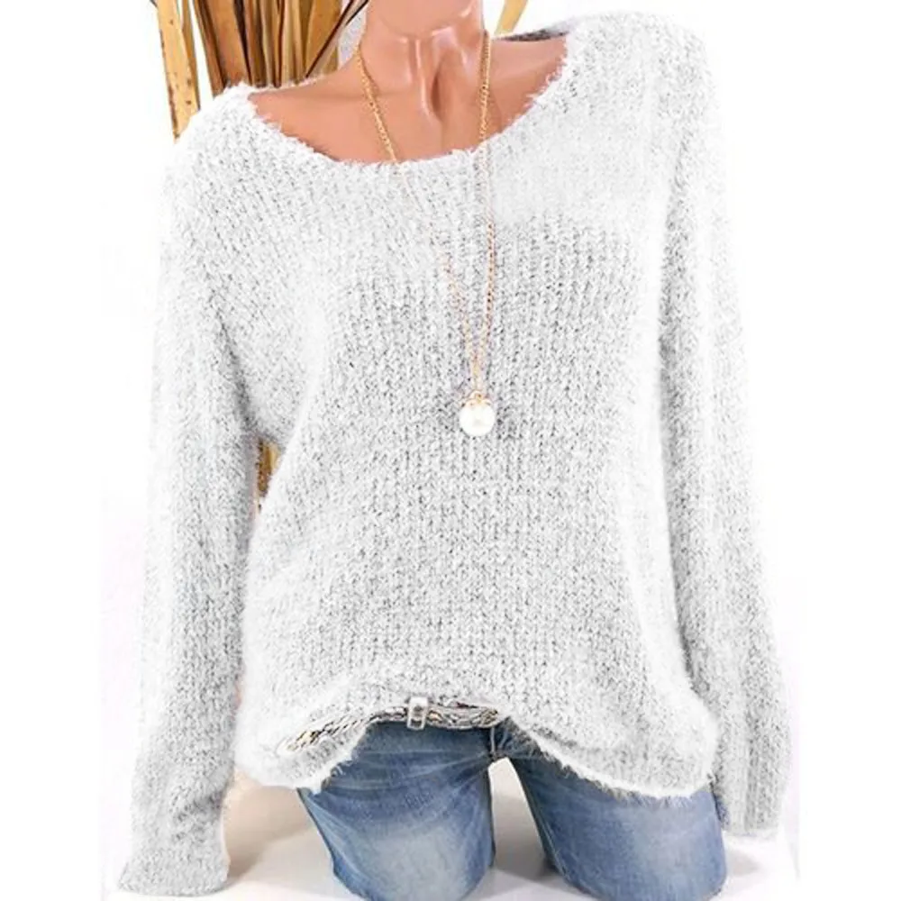 2019 Fashion Warm Pullover Women Autumn Winter Knit Long Sleeve Solid Colors Sweater Casual Loose Female Sweaters Plus Size Top | Женская