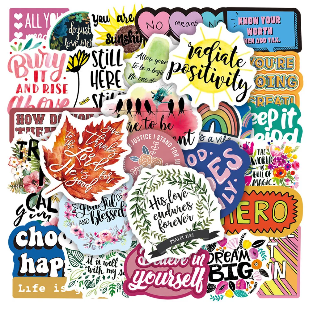 

10/30/50/100PCS Motivational Phrases Graffiti Stickers Scrapbook Diary Phone Laptop Suitcase Bike Waterproof Sticker Kids Toy