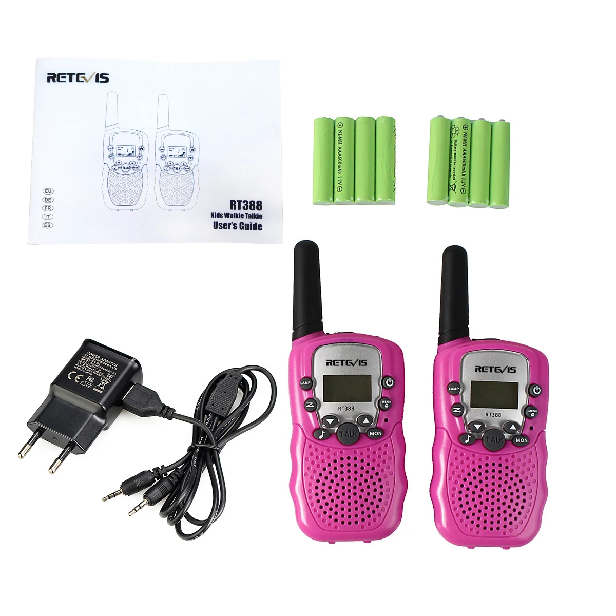 PC Material Pink Retevis RT388 Walkie Talkie Children Rechargeable 2pcs Toy For Girl 6 Years Birthday Gift Rechargeable Battery