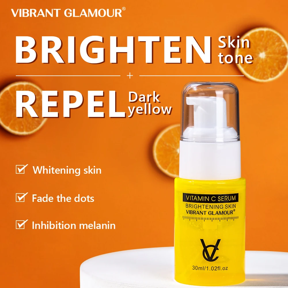

Vitamin C Face Serum Pura Para O Rosto Suero Facial Y Acido Hialuronico Soin Visage Vitaminas E Skin Care Vibrant Glamour 30ML