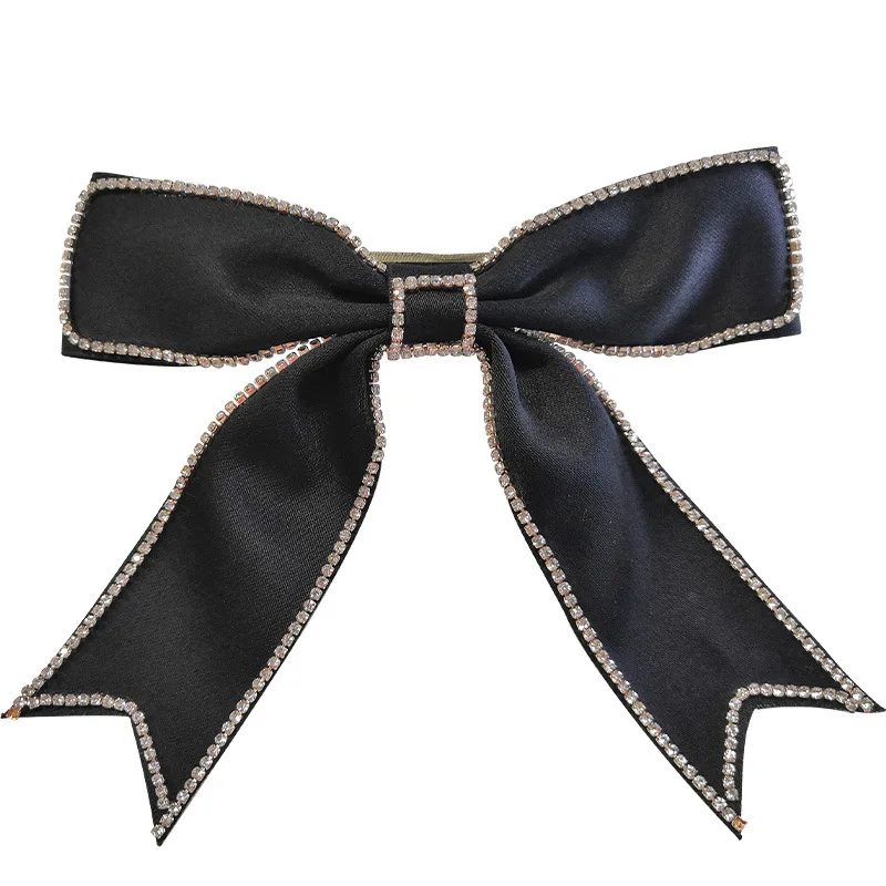 

Rhinestone Bow Spring Clip Does Not Hurt Barrettes Hair Accessories Barrettes Simple