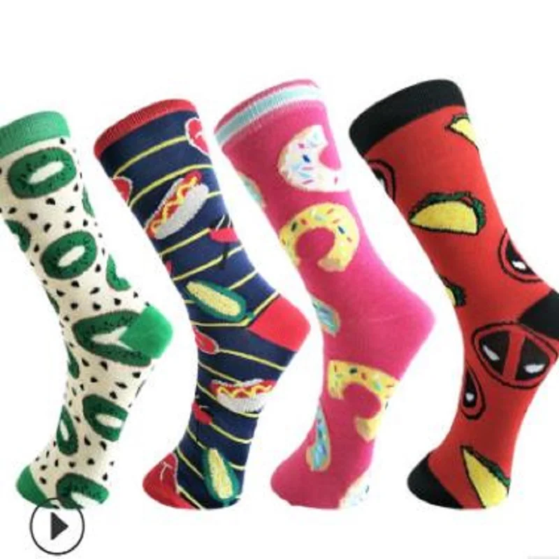 

12 PCS = 6 pairs 39, 40, 41, 42, 43 EU plus siz new products in Europe and the personality men socks tube socks in the cartoon