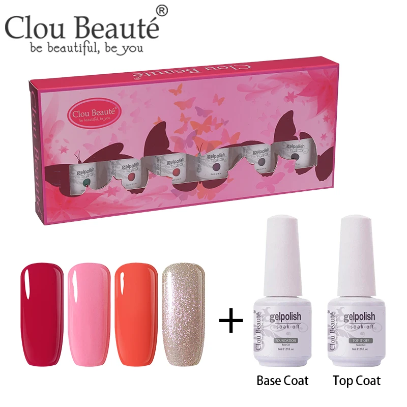 ZH45 Clou Beaute 6 шт./компл. гель для ногтей профессиональная эмаль стойкий растворимый лак гель лак-основа верхнее покрытие Набор для украшения ногтей - Цвет: ZH45