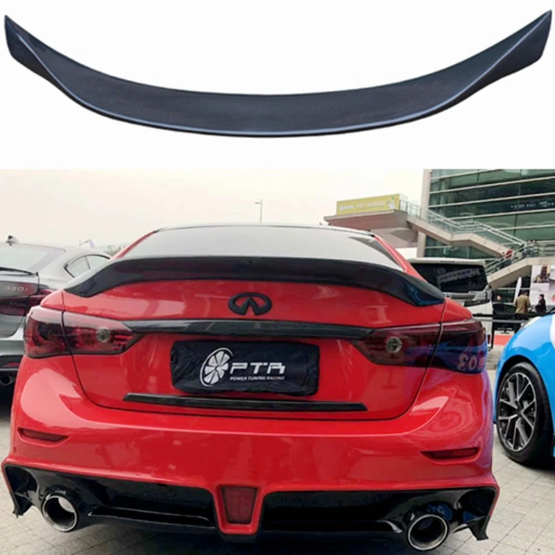 Для Infiniti Q50 2014 2018 Настоящее углеродное волокно автомобильный спойлер крышка