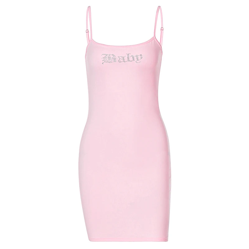 

UETEEY Women Summer Sexy Party Letter Print Bodycon Soild Color Package Hip Mini Tank Dress Sundress 2021 Female Clothing