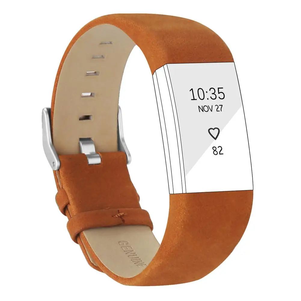 Brown Умный Фитнес-браслет наручный ремешок на замену ремешок для FitBit Charge 2 Натуральная кожа ремешок для FitBit Charge 2 - Цвет ремешка: Brown