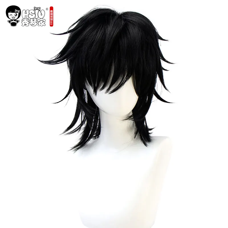 wig HSIU Tomioka Giyuu Аниме Косплей Костюм парик Demon Slayer: Kimetsu no Yaiba кимоно униформа плащ Хэллоуин Черный синтетические волосы - Цвет: wig