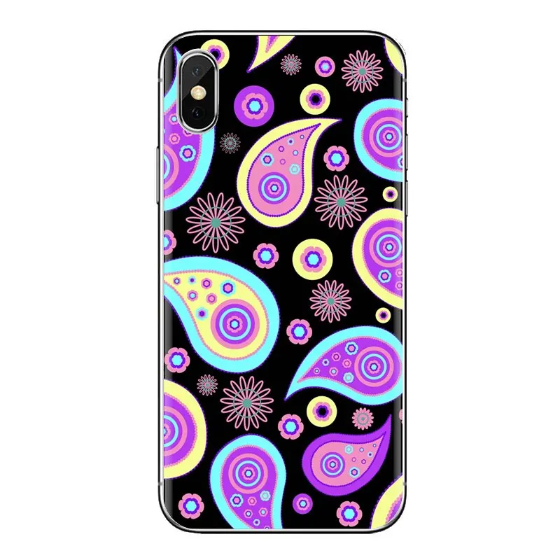 Прозрачный чехол из термополиуретана с фиолетовым цветком Пейсли Мандала хна