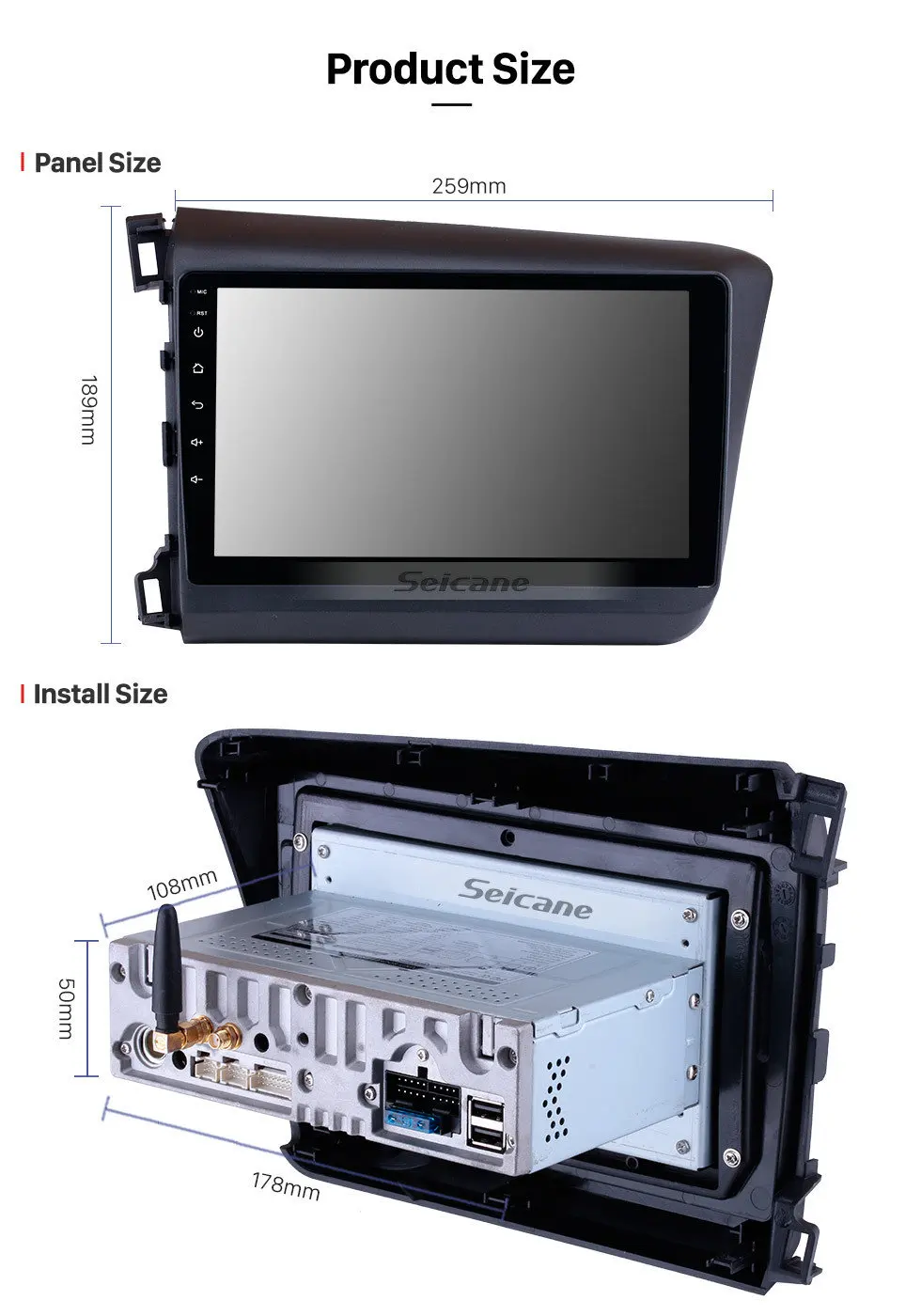Seicane 1024*600 мультитач Android 9,0 Bluetooth gps система автомобиля радио для 2012 Honda Civic поддержка OBD2 3g WiFi 1080P DVR