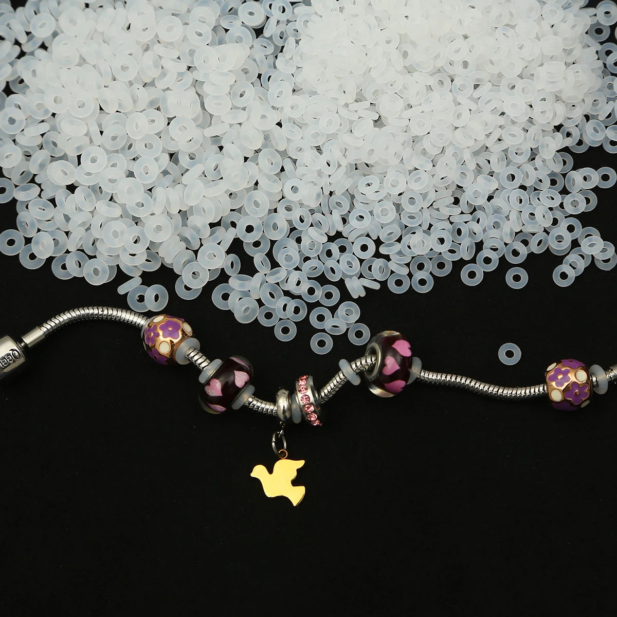 

Elastic Ring Silica Gel Clips Charms Fit Original Brand Bracelets Bangles for Women Rubber Safety Stopper Bead DIY Jewelry