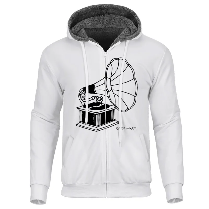 

Casual Hip Hop Men Zipper Sweatshirt 3D Music Thick Hoodies Coats Winter Autumn Men Zipper Hoodies Long Sleeve Jackets Plus Size