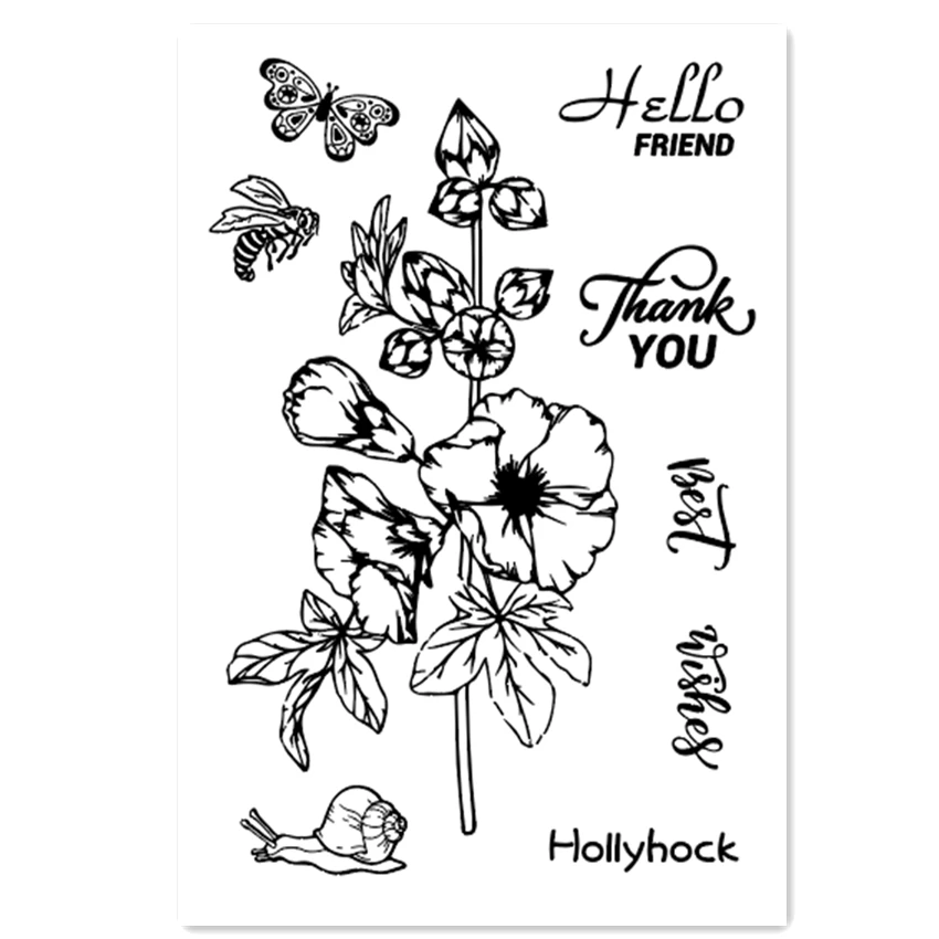 PANFELOU hollyhock flower Transparent Clear Silicone Stamp/Seal DIY scrapbooking/photo album 11*16cm clear stamp sheets | Дом и сад