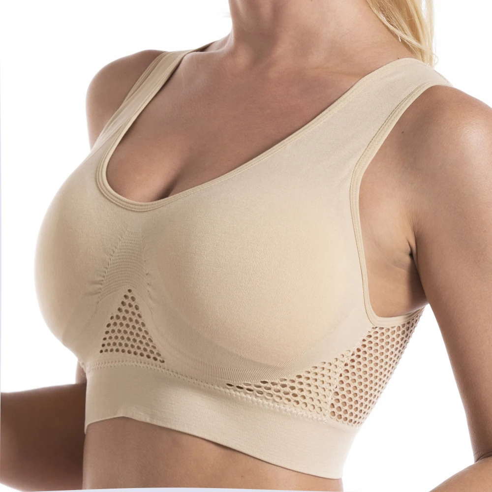 

Sports bra crop top fitness gym running sportswear women's underwear push up brassiere plus size Yoga bra mesh bra