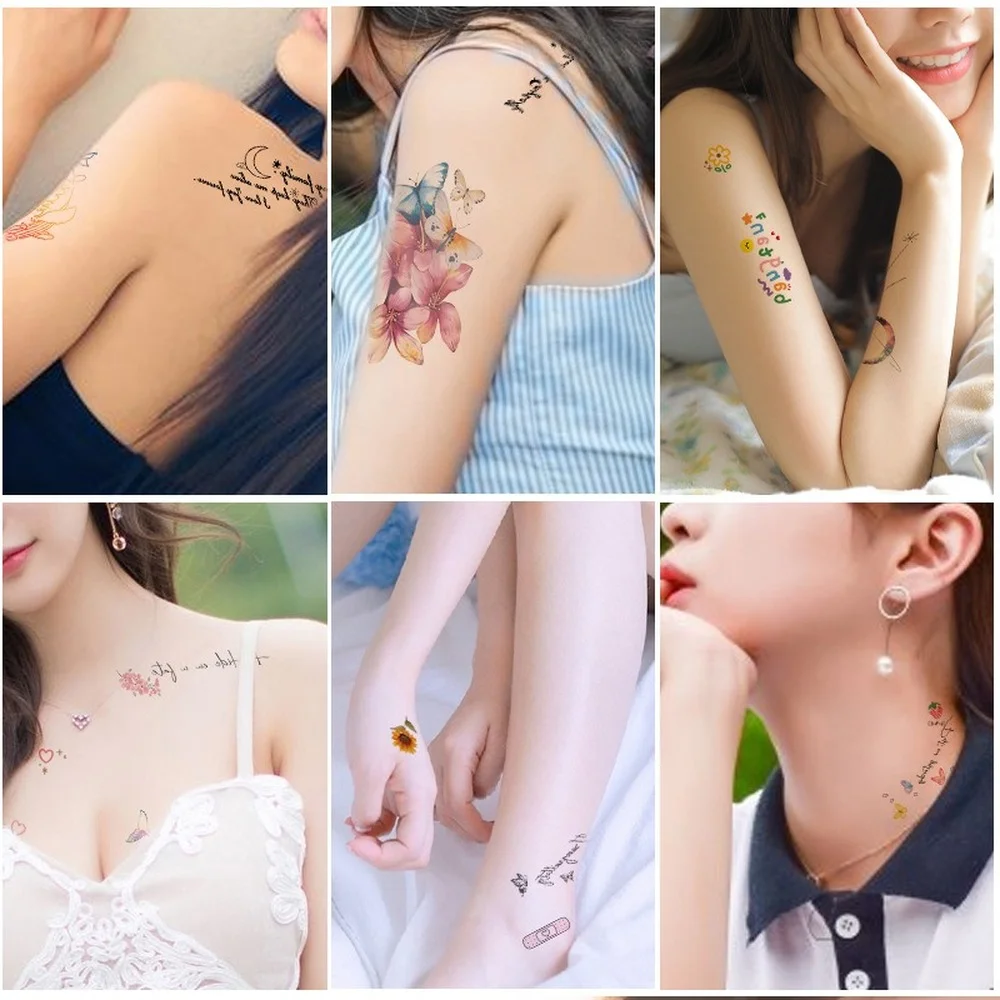 

Waterproof Temporary Tattoo Sticker Beauty Sticker Cartoon Tatoo Sticker Anime Flower Personality Flower Arm Tatto fake tattoo