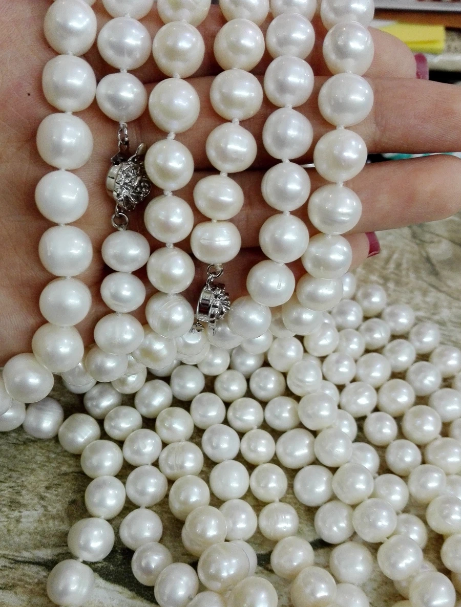 Miglior 10 Pz/lotto 9-10 Mm Bianco Dintorni Di Round Pearl Collana Del Catenaccio Del Fiore 35 Centimetri 43 Centimetri 14 ''17'' Reale D'acqua Dolce Della Perla Dei Monili Delle Donne