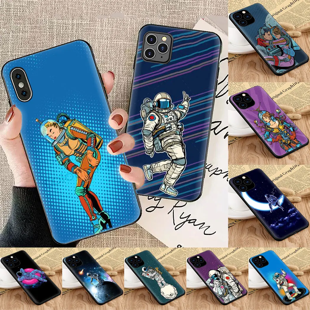 Лунный астронавт Мягкий силиконовый чехол для телефона iPhone 5 6 7 8 11 5S 6s Plus 7Plus 8Plus X XS
