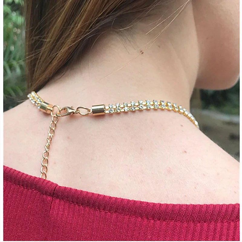 Оптовая продажа двойное ожерелье Стразы 10 цветов блестящие ювелирные изделия