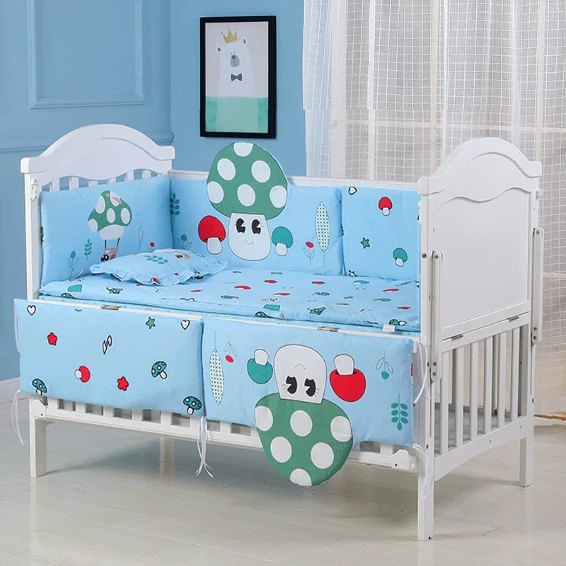 Mushroom 100-56cm IMBABY/комплект постельного белья для малышей, 5 шт., детская кроватка, постельное белье для малышей, мягкая детская кроватка из хлопка, мягкий детский бампер, наволочка, простыня для младенцев - Цвет: Mushroom 100-56cm