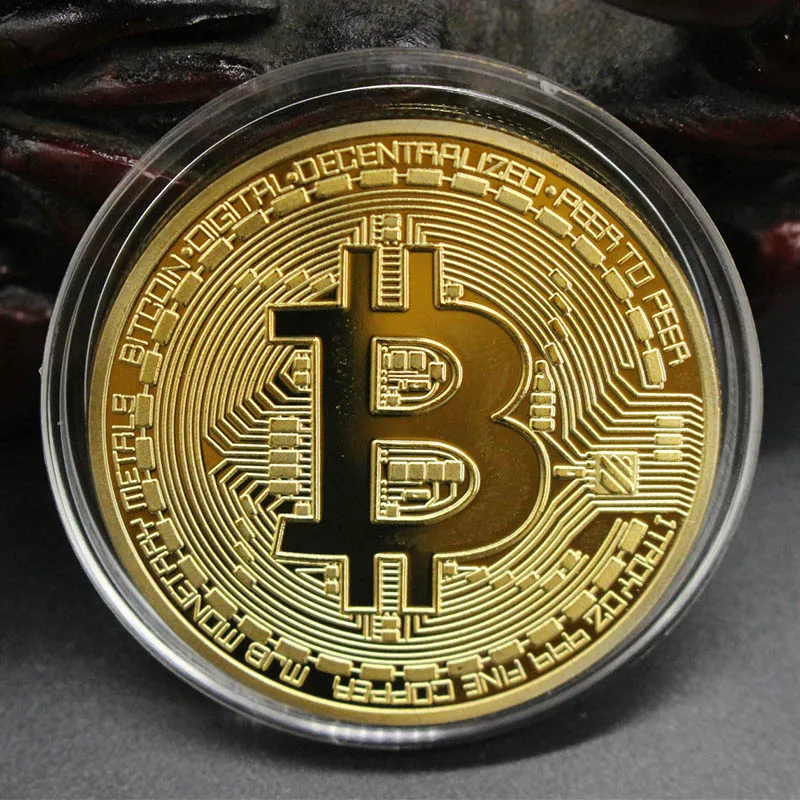 Позолоченные физические биткоины Casascius Бит монета BTC случае подарок физический
