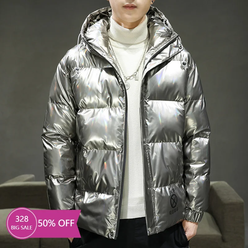 DEMANKE 2022 Korean Fashion Clothing Winter Down Jacket White Duck 90% Coat Hoody Waterproof Windproof Streetwear Black Glossy