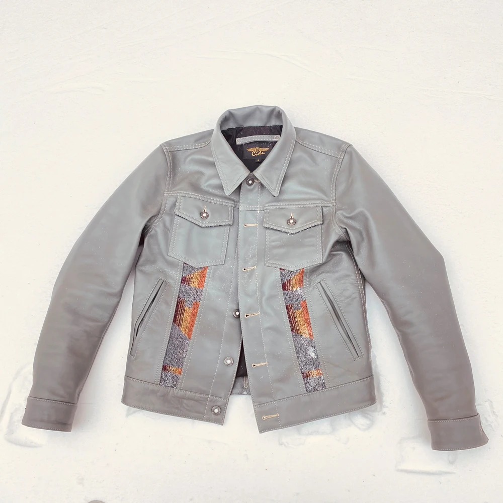 

CDJ-32 RockCanRoll Read Description! Super Quality Coat Genuine Cow Leather Outerwear Cowhide Stylish Navajo Jacket