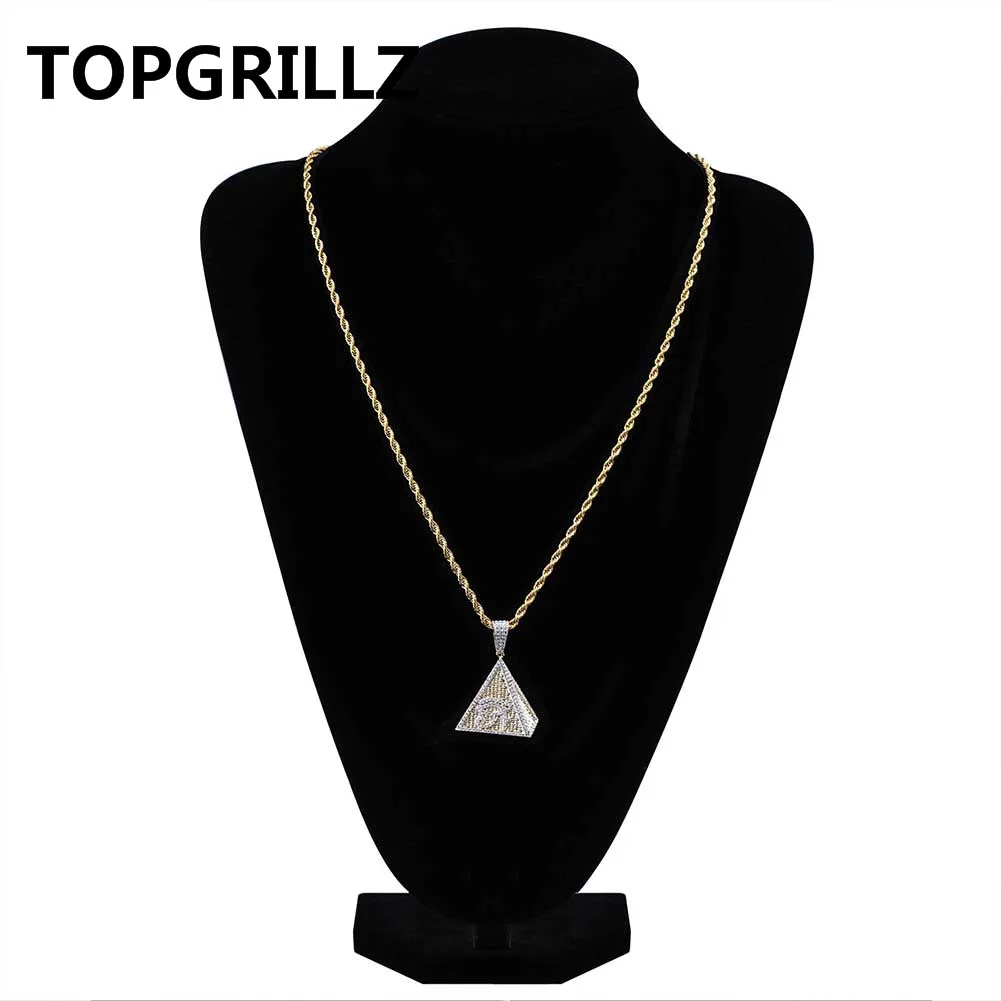TOPGRILLZ хип-хоп позолоченный египетская Пирамида Глаз Гора кулон ожерелье со льдом набор украшений с цирконием Шарм ювелирные изделия