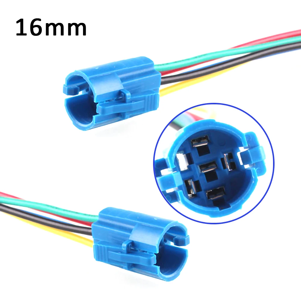 

High Quality 16mm 19mm Push Button Switch Flat Pins Type Switch Connector Push Button Socket Plug Wire Car Auto Accessories