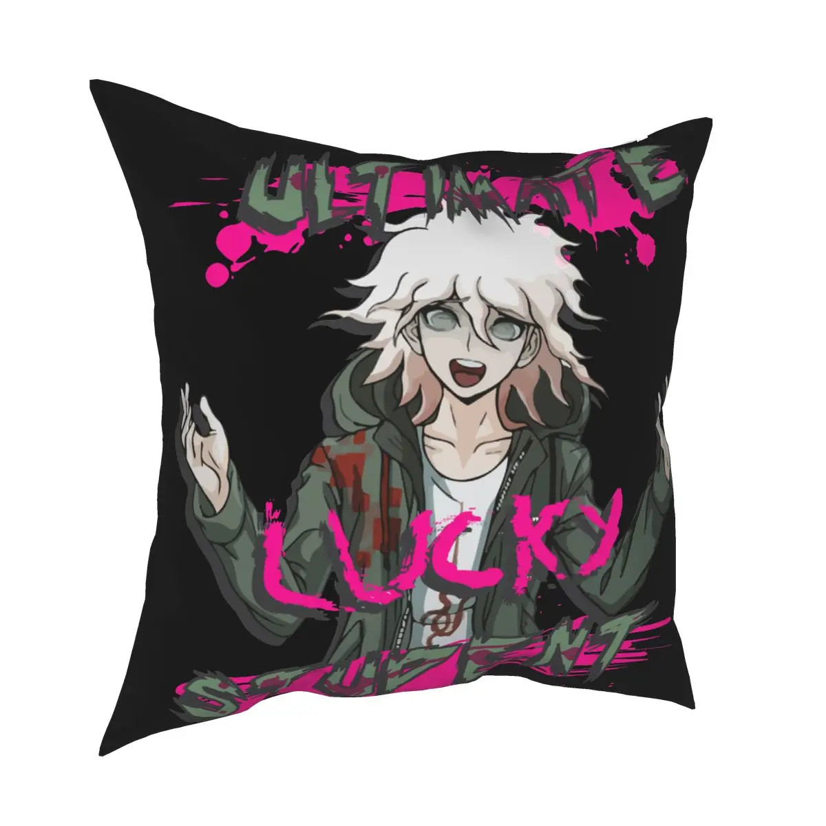 

Nagito Komaeda Подушка Чехол Печатный чехол для подушки из полиэстера украшения Danganronpa диванные подушки, чехол, декоративная наволочка на молнии р...