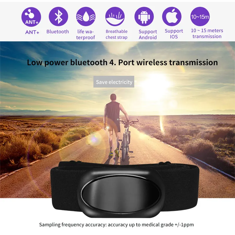 Монитор сердечного ритма с нагрудным ремешком для IPhone Android Phone Wahoo Polar Suunto Garmin