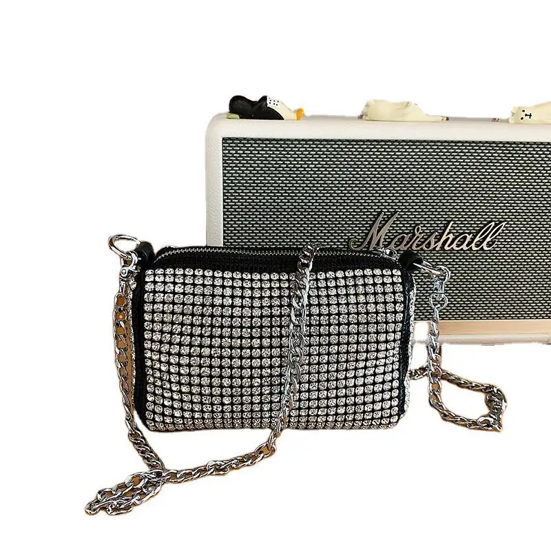 

Shoulder bag women 2021 new fashion pure hand-made big king rhinestone portable diagonal small square bag