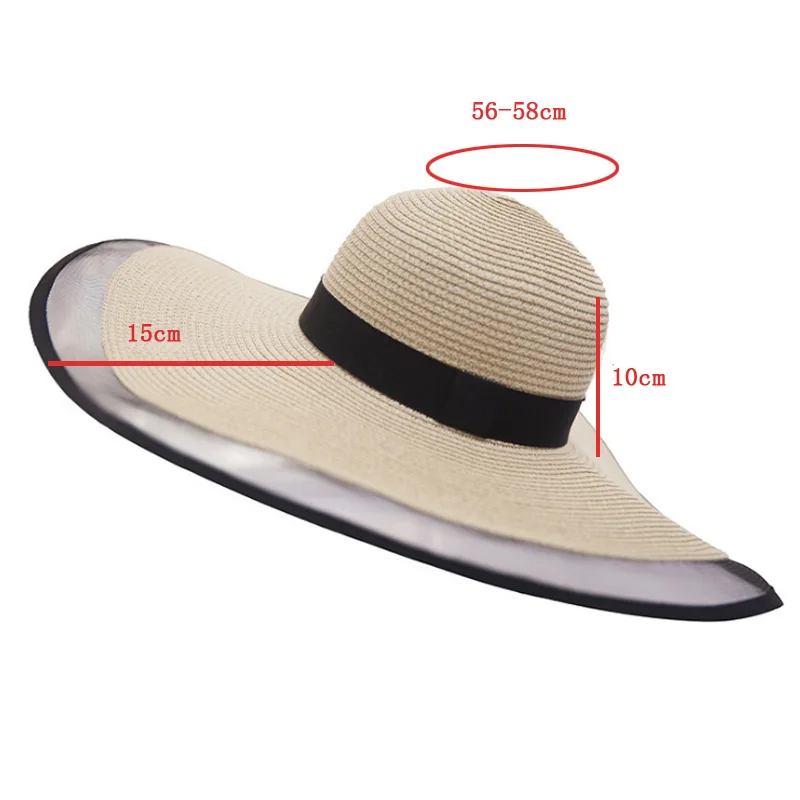 

2021 New Sun Hats For Women Girls Wide Brim Floppy Straw Hat Summer Bohemia Beach Cap Ribbon Chapeau Femme Ete Black