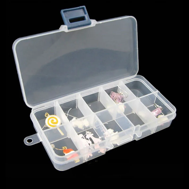 

10 Slot Adjustable Jewelry Rings Box Case Beads Craft Organizer Storage H9