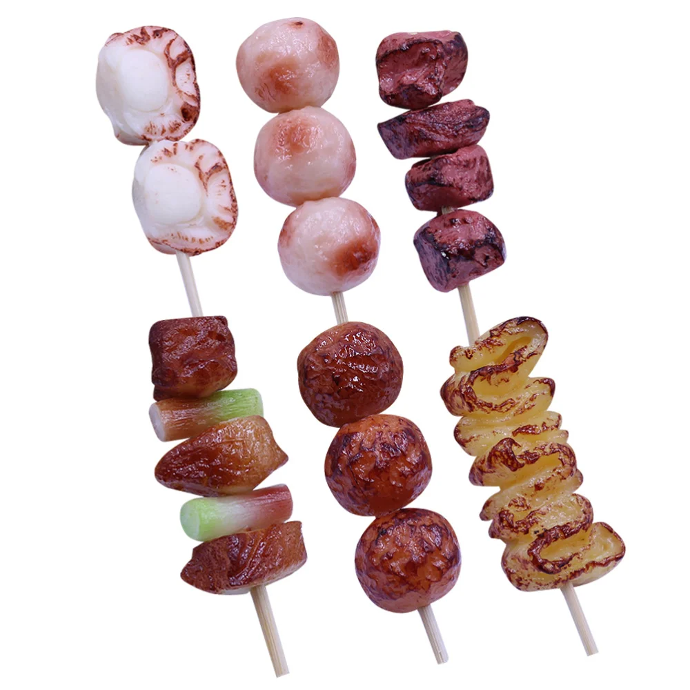 

6Pcs Simulation Barbecue Strings Food Model Girls Boys Barbecue Toys Assorted Color