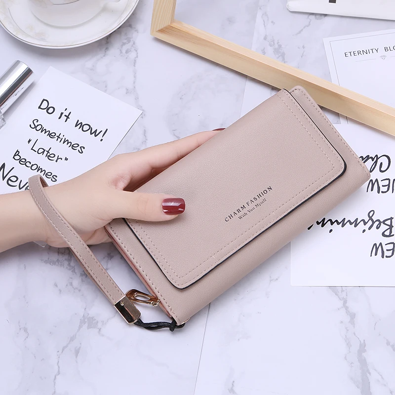 Корейский модный Дамский кошелек на запястье длинный женский из искусственной