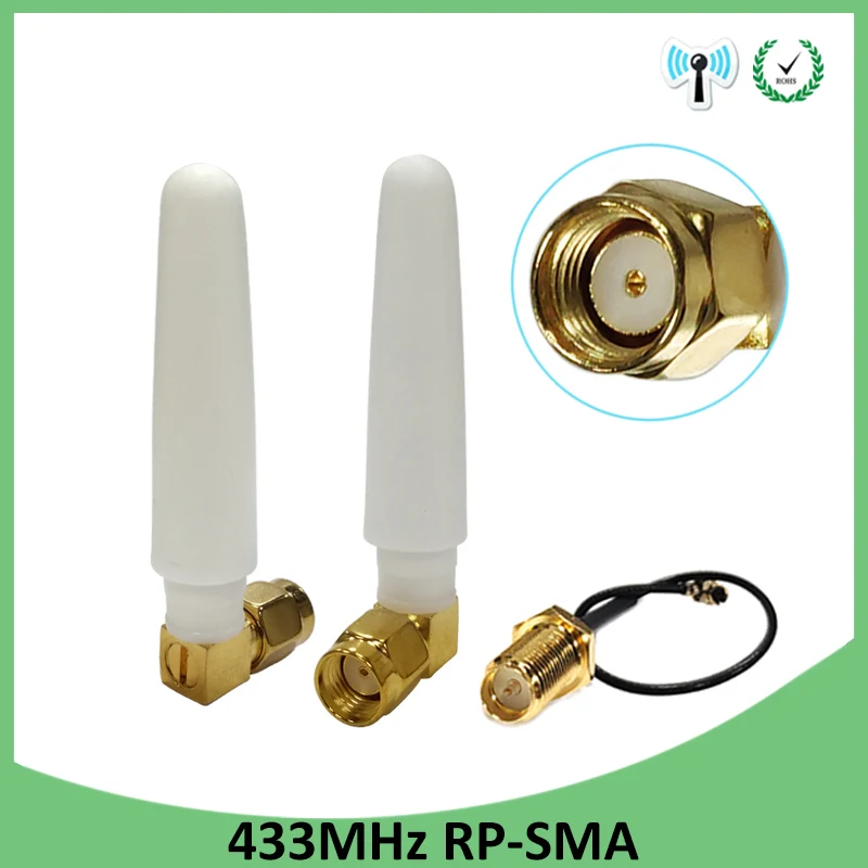 20шт 433 МГц lora антенна 2dbi GSM RP-SMA разъем резиновая Lorawan + IPX к SMA мужской удлинитель