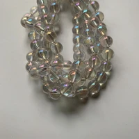Angel Aura Crystal Quartz Beads Titanium Coated Clear Quartz Stone Natural Rock Crystal Beads Strand Loose Stone Crafts