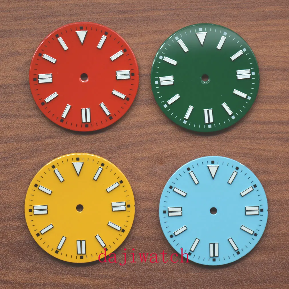 

28.5mm/31mm 6-pins green/yellow/red blue sterile luminous watch dial for NH35 NH36 Miyota 8205/8215 ETA 2836/2824 Movement