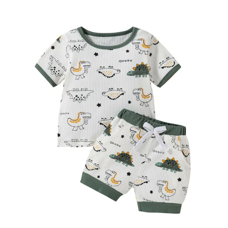 

Toddler Baby Boy Cartoon Dinosaur T-shirt Tops Shorts 2PCS Summer Clothes Set